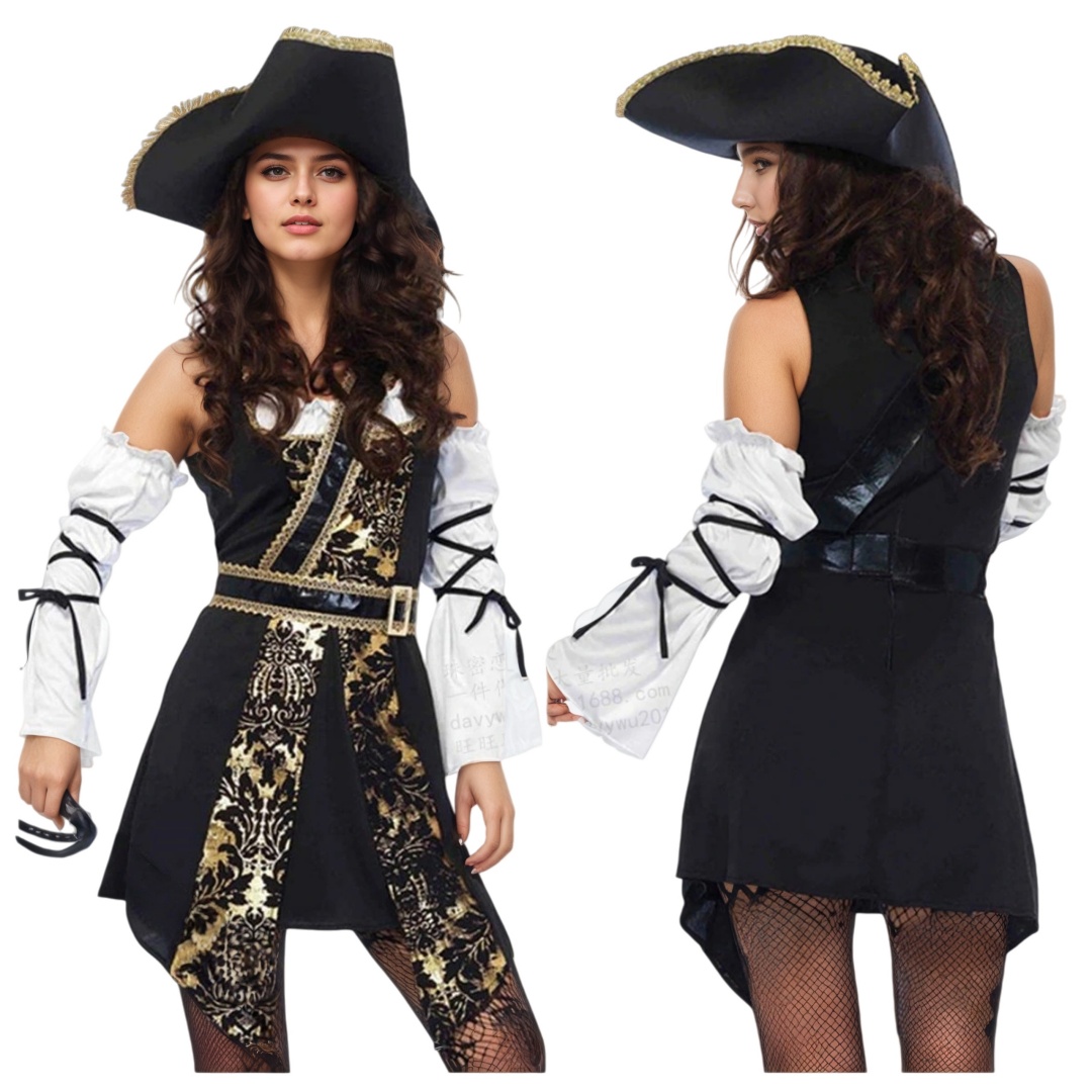 Halloween Pirate Costume Fancy Stage Performance Dress Pirate Role Play Outfit